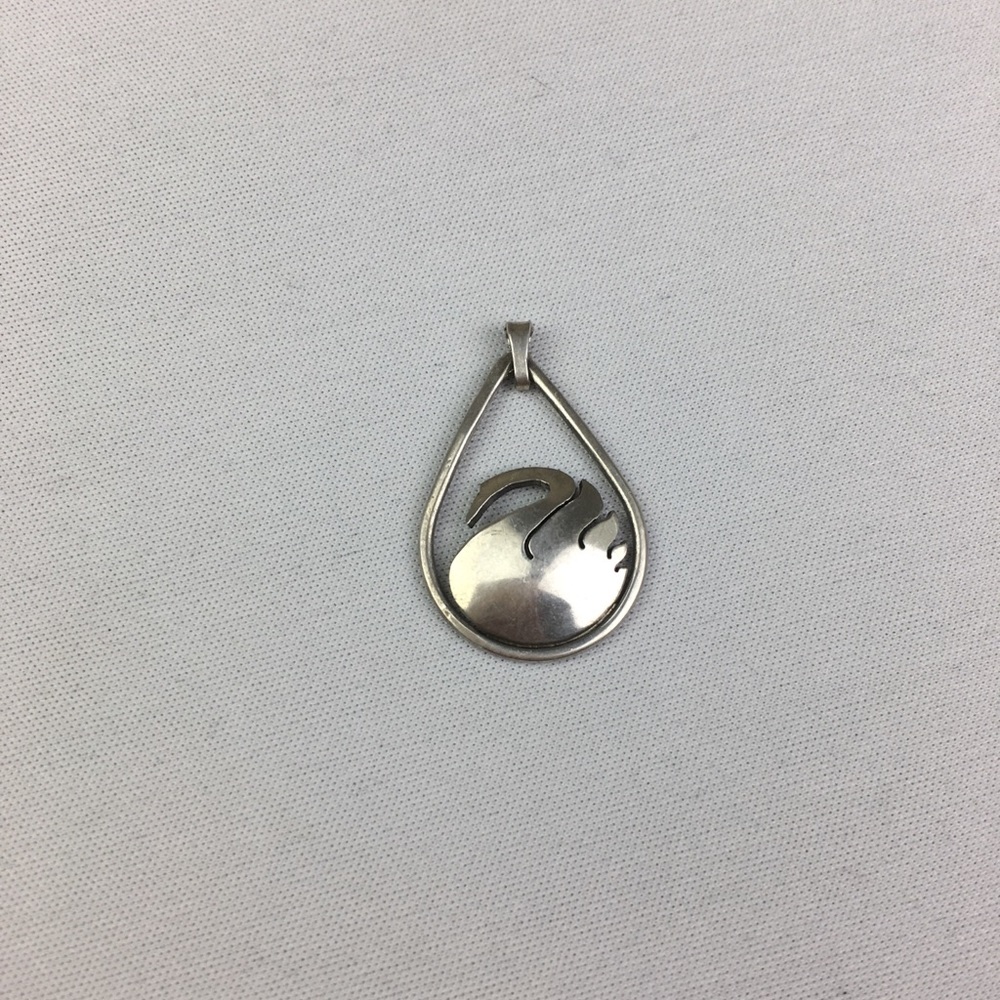 Vintage Sterling Silver Swan Pendant Signed Dpv